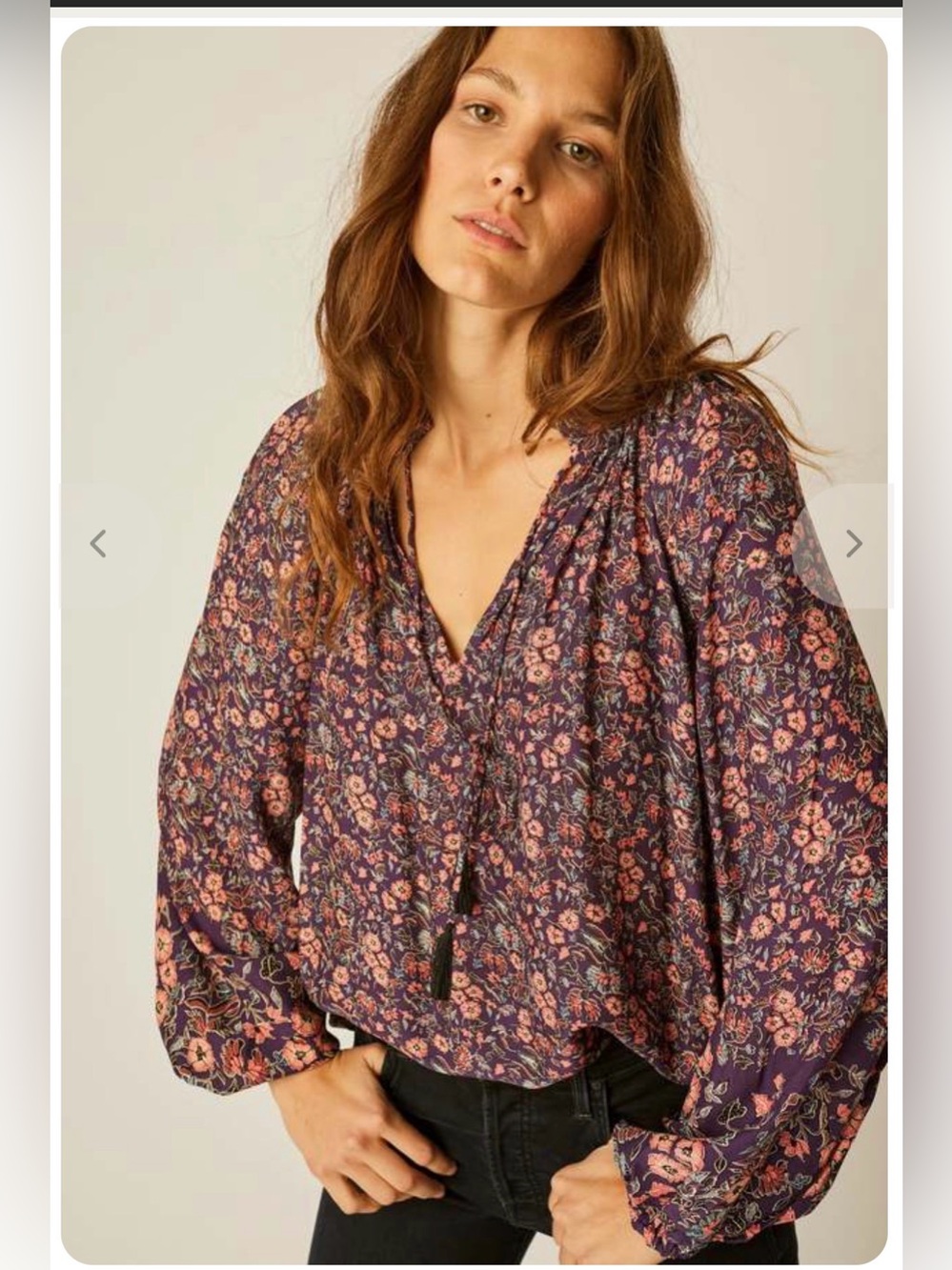 Natalie Martin Penny Silk Blouse in Petite‎ Fleur Print Aubergine Floral - Small